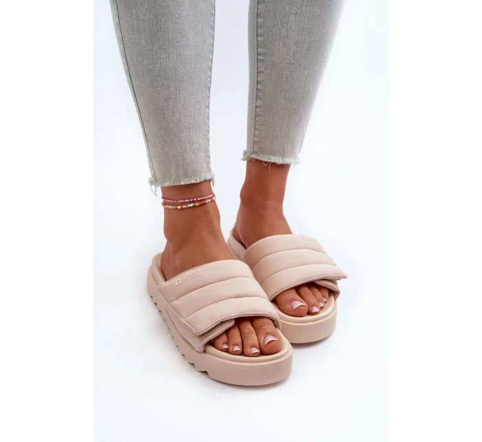 Dámske papuče na platforme Big Star Beige
