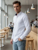 Pánska elegantná hladká biela košeľa SLIM FIT FashionStreet DX2618