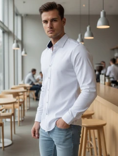 Pánska elegantná hladká biela košeľa SLIM FIT FashionStreet DX2618