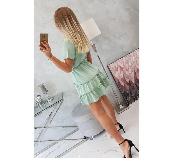 Šaty s obálkovým výstřihem tmavě mátové barvy Šaty s obálkovým výstřihem tmavě mátové barvy