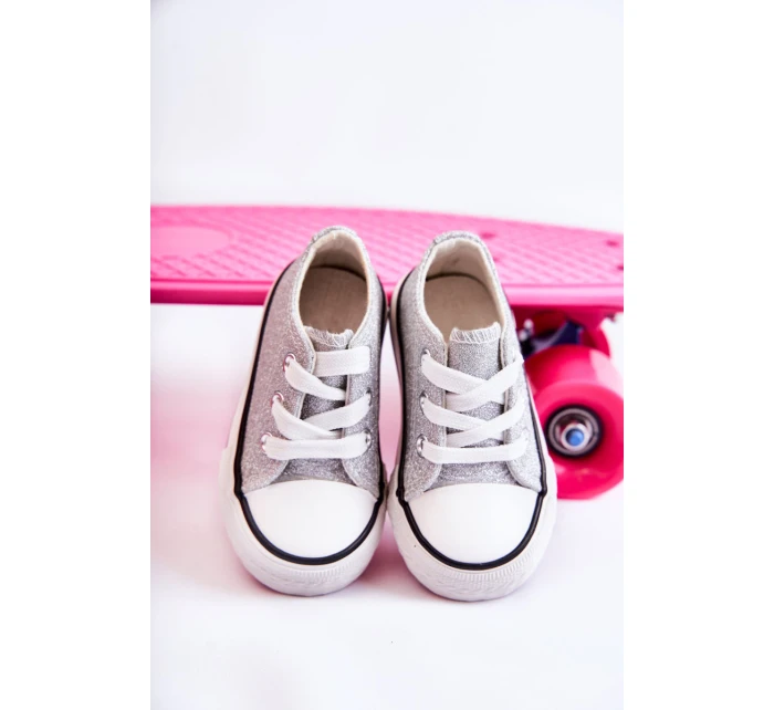 Dziecięce Trampki Wiązane Srebrne Wella