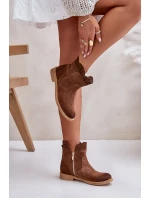 Niskie Botki Damskie Na Płaskim Obcasie Zamszowe Lewski 3624 Brązowe Niskie Botki Damskie Na Płaskim Obcasie Zamszowe Lewski 3624 Brązowe