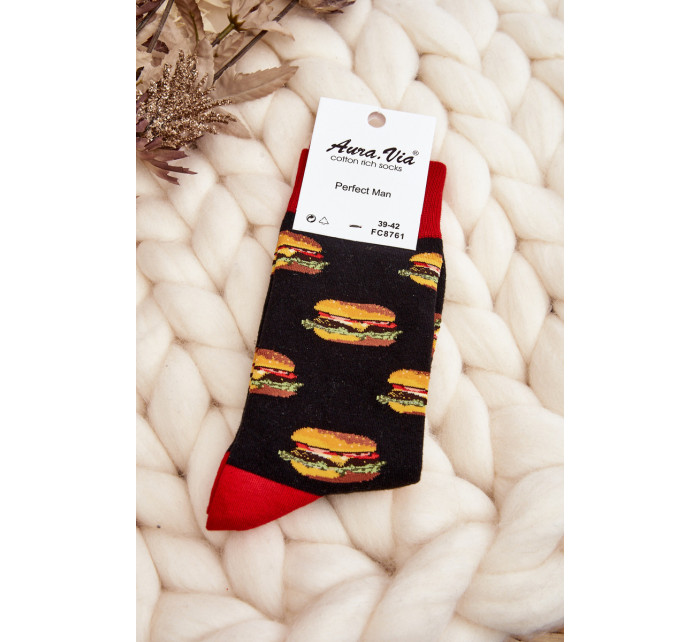 Pánske ponožky hamburger čierne
