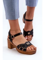 Dámske sandále na vysokom podpätku z ekokože, čierne Assames