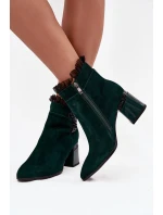 Dámske členkové topánky D&A z prírodného semišu - fľaškovo zelená Dámske členkové topánky D&A z prírodného semišu - fľaškovo zelená