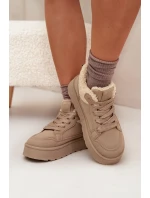 Dámské zateplené sportovní boty na platformě model 21817728 Béžová - Big Star Dámské zateplené sportovní boty na platformě model 21817728 Béžová - Big Star