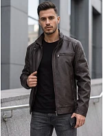 Pánska kožená zateplená bunda s kapucňou, hnedá, FashionStreet TX5148 Pánska kožená zateplená bunda s kapucňou, hnedá, FashionStreet TX5148
