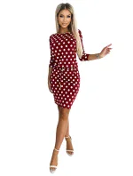 Dámské sportovní šaty ve vínové bordó barvě se kapsičkami a vzorem model 18536963 - numoco