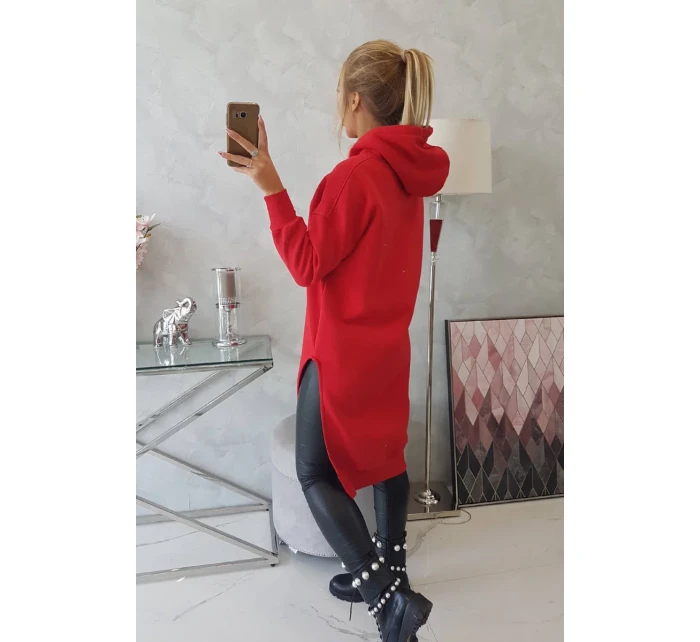 Mikina s bočními rozparky červená