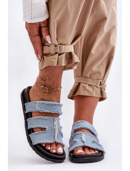 Dámské látkové sandály na zip Modrý model 21628635 - Boto Dámské látkové sandály na zip Modrý model 21628635 - Boto