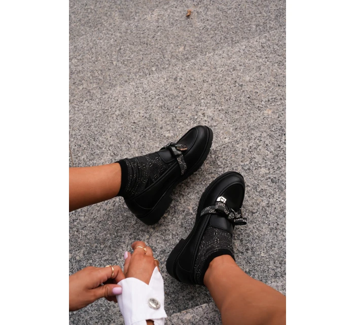 Damskie Mokasyny Z Kokardą S.Barski HY42-331 Czarne