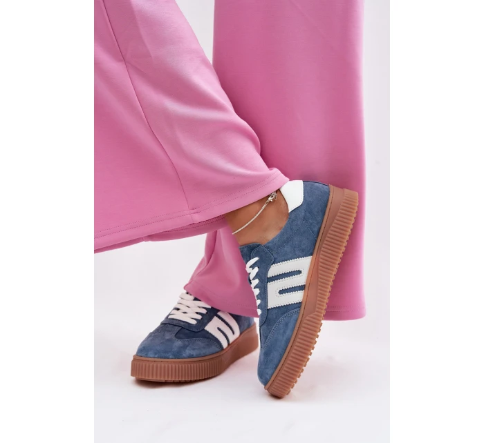 Dámské tenisky z přírodního semiše modré model 22027724 - EVENTO