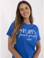 Bluzka model 21049588 kobaltowy - FPrice Bluzka model 21049588 kobaltowy - FPrice