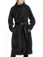 Čierny dlhý kabát s opaskom (AG5-019)