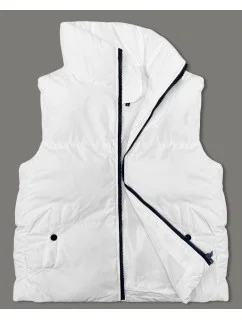 Biela páperová dámska vesta so stojačikom (5M3150-281)