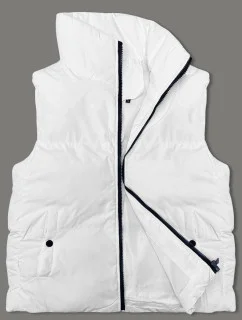 Bílá péřová dámská vesta se stojáčkem model 18914583 - J.STYLE