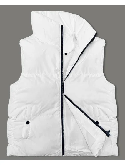 Bílá péřová dámská vesta se stojáčkem model 18914583 - J.STYLE Bílá péřová dámská vesta se stojáčkem model 18914583 - J.STYLE