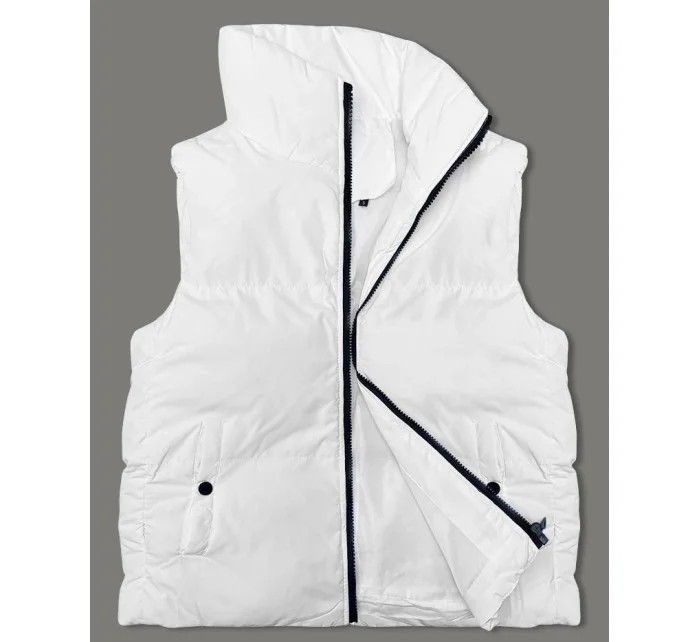 Bílá péřová dámská vesta se stojáčkem model 18914583 - J.STYLE Bílá péřová dámská vesta se stojáčkem model 18914583 - J.STYLE