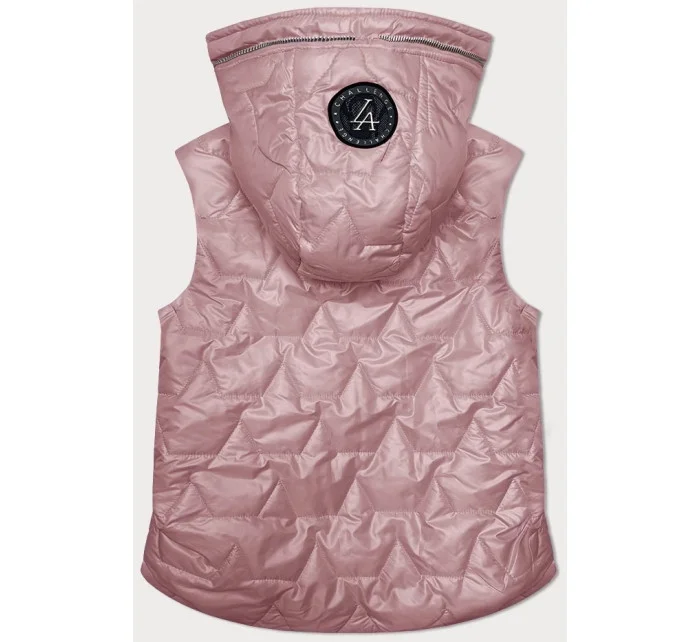 Tenká dámská vesta ve špinavě růžové barvě se zlatým zipem model 19732123 - S'WEST