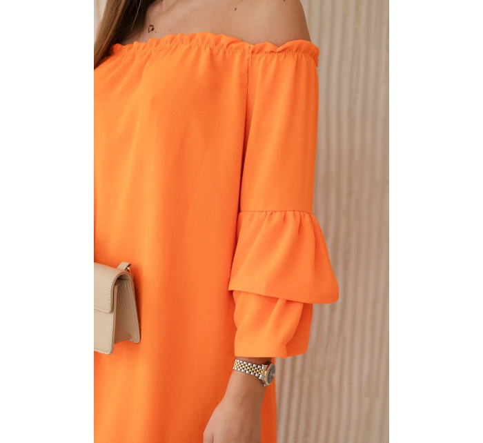 Španielske šaty s volánmi na rukáve oranžové