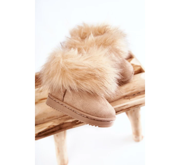 Dziecięce Botki Śniegowce Z Futerkiem Beżowe Ariana