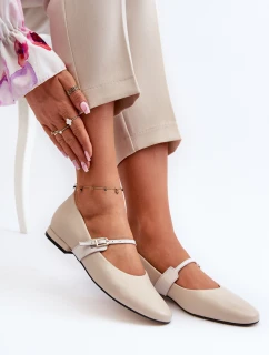 Dámské kožené na ploché podrážce  béžové model 21656270 - Laura Messi