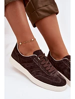 Sneakersy z veluru model 22044835 Čokoládové - VINCEZA