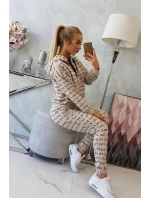 Dámská souprava s potiskem model 20318247 béžová - Kesi Dámská souprava s potiskem model 20318247 béžová - Kesi