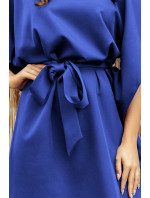 SOFIA Dámské šaty v chrpové barvě se zavazováním v pase model 17258754 - numoco