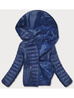 Modrá dámska prešívaná bunda s kapucňou (B0123-72)