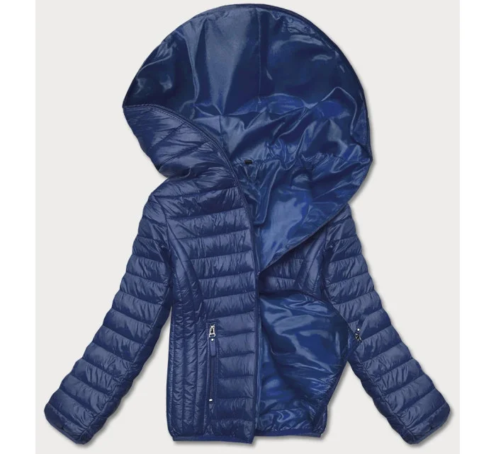 Modrá dámska prešívaná bunda s kapucňou (B0123-72) Modrá dámska prešívaná bunda s kapucňou (B0123-72)