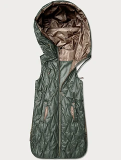 Dámska ľahká vesta so zlatým zipsom Goodlookin khaki (B8586/B8587-11)