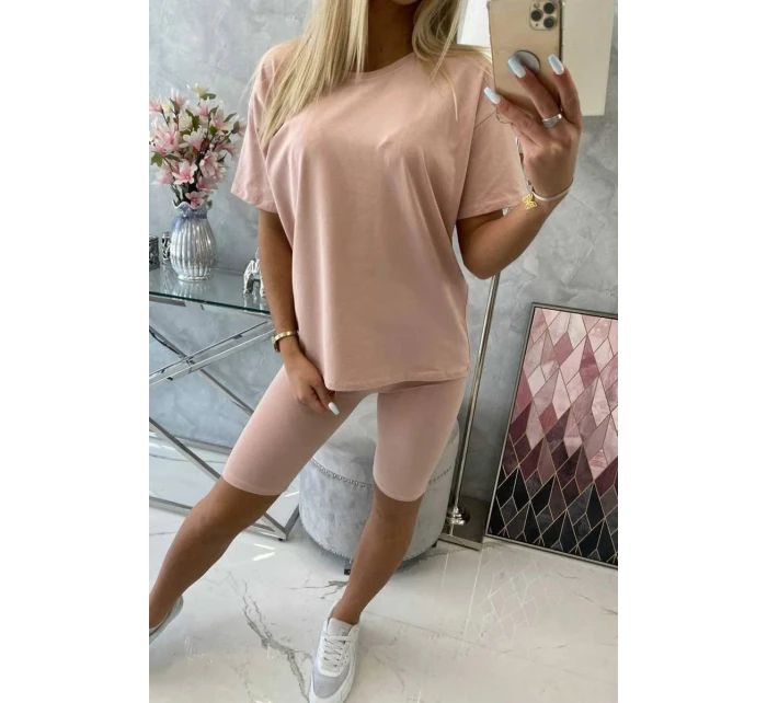 Komplet top+legginsy ciemny pudrowy róż