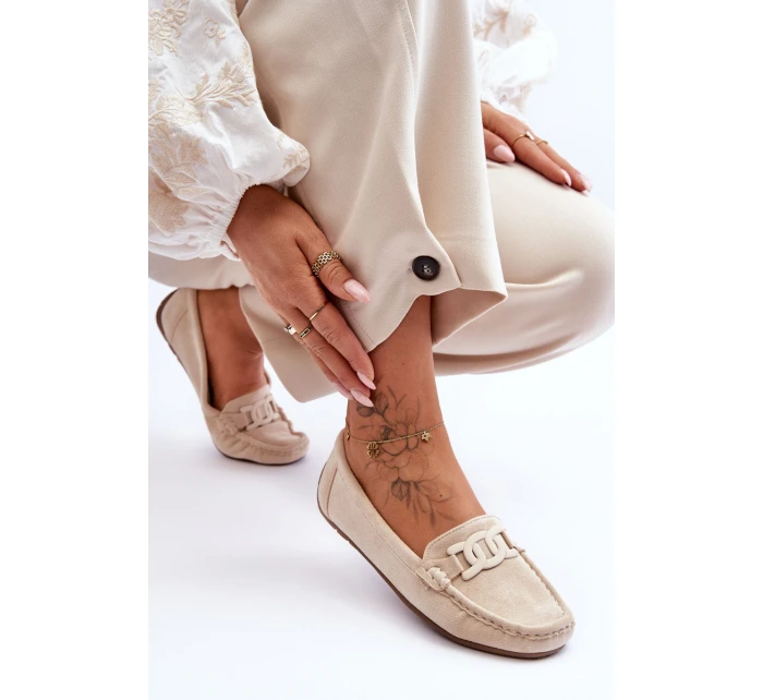 Dámské módní semišové mokasíny Bežové model 21625619 - Boto Dámské módní semišové mokasíny Bežové model 21625619 - Boto