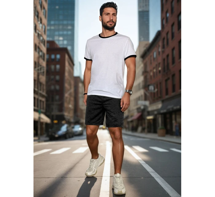 Pánske tmavosivé teplákové šortky FashionStreet SX2482