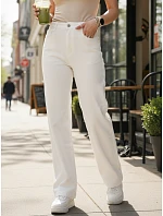 Jeansy damskie wide leg z wysokim stanem białe model 22101983 - FashionStreet Jeansy damskie wide leg z wysokim stanem białe model 22101983 - FashionStreet