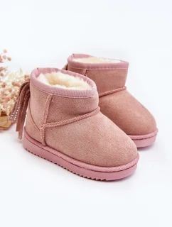 Dziecięce Ocieplane Botki Śniegowce Z Frędzlami Różowe Mikyla