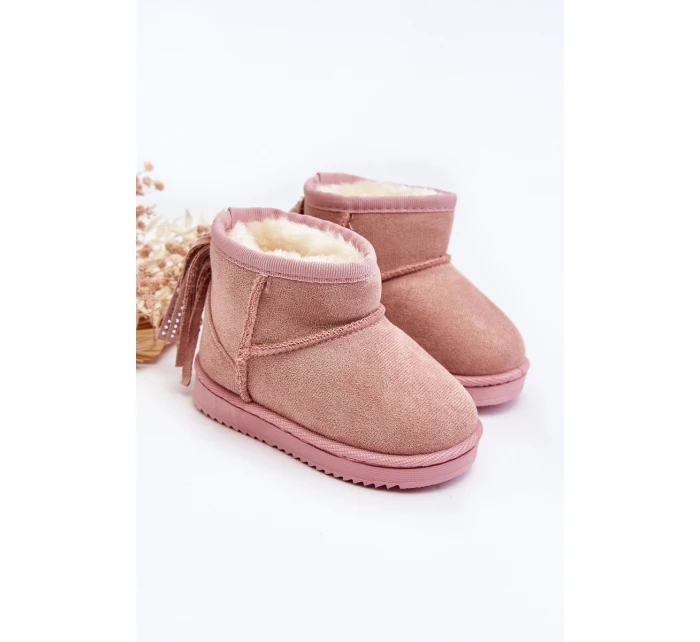 Dětské zateplené sněhule s mašlemi na Růžové model 21641658 - Boto