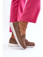 Sametové mokasíny na platformě hnědé model 21655649 - SERGIO LEONE