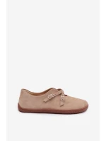 Kožené semišové polobotky Barefoot Dámské s pásky model 21937593 béžové - Zazoo Kožené semišové polobotky Barefoot Dámské s pásky model 21937593 béžové - Zazoo