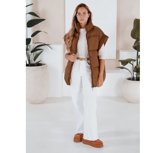 Dámská prošívaná vesta camel Dstreet model 21966304 - FashionStreet