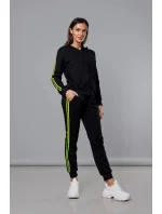 Dámska tepláková súprava s pruhmi čierno-limetková (KK0057)