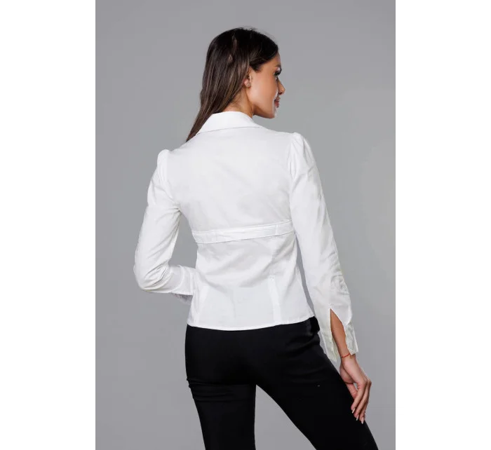 Bílá dámská košile se pro zapínání ve výstřihu model 18406802 - S&G Collection