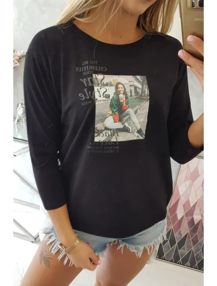 Halenka s potiskem Star Style černá Halenka s potiskem Star Style černá