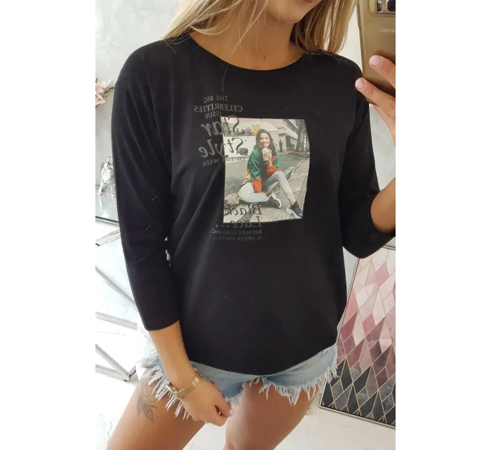 Halenka s potiskem Star Style černá Halenka s potiskem Star Style černá