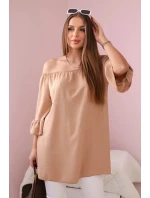 Španělská halenka s volánky na rukávu Velbloud Španělská halenka s volánky na rukávu Velbloud