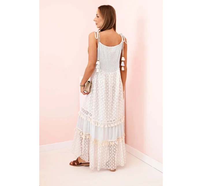 Dámske boho šaty s ramienkami modré