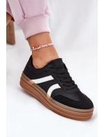 Sneakersy Damskie Na Platformie Czarne Tolianna