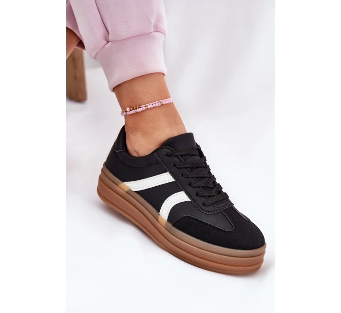 Sneakersy Damskie Na Platformie Czarne Tolianna