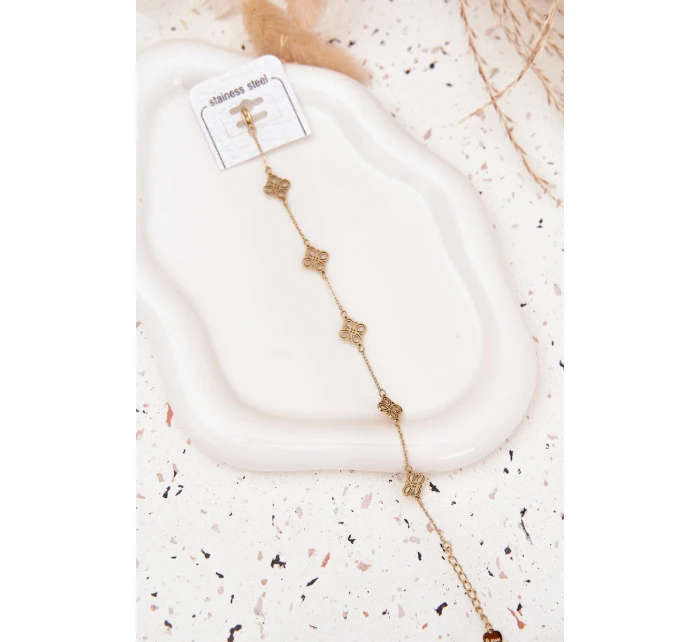 Náramek ze nerezové oceli se zlatými přívěsky